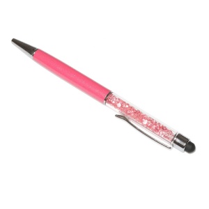 Touch pen cu pix incorporat, stylus fuchsia decorat cu Cristale