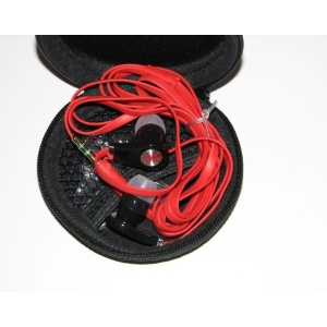 Casti Audio cu Jack 3.5 mm si Dopuri din silicon. Culoare Rosie