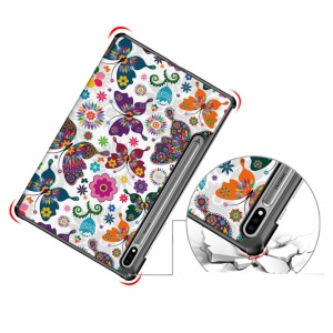 Husa Smart Cover pentru tableta Samsung Galaxy Tab S7FE 12.4 model fluture, alba