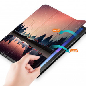 Husa Smart Cover tableta, pentru Lenovo Tab M10 Plus TB-128,cu suport, model peisaj, multicolor