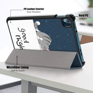 Husa Smart Cover tableta, pentru Nokia T10 8 inch 2022 good night cat, albastru inchis