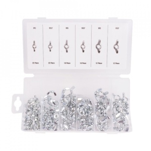 Set 100 piese, Piulite tip Fluture, 6 modele diferite, zincate, Argintii