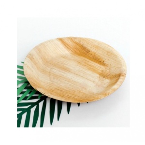 Set 5 bucati, farfurii rotunde naturale, din frunze de palmier, diametru 23 cm