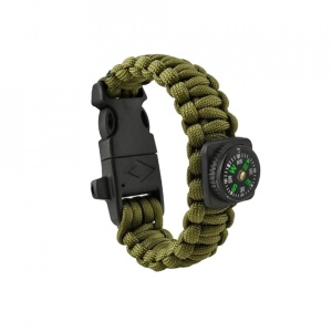 Bratara supravietuire din paracord cu patru unelte, GoldenCase, Verde