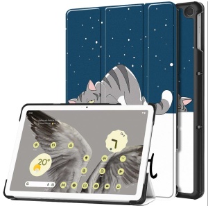 Husa Smart Cover tableta, pentru Pixel Tablet 11 inch 2023, good night cat, albastru inchis