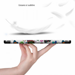 Husa Smart Cover tableta, pentru Samsung Galaxy Tab S8 X700 X706 11 inch (2022) cu fluturi, alb