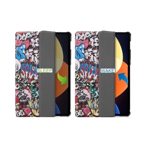 Husa Smart Cover tableta, pentru Xiaomi Pad 5 Pro 12.4 2022, graffiti, multicolor