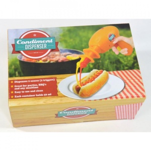 Pistol dozator pentru sosuri, doua compartimente, manual, Portocaliu