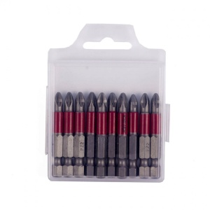 Set 10 piese, Bituri PZ2 hexagonale din otel S2, cu manson, lungime 50 mm