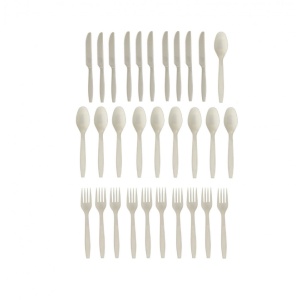 Set 30 bucati, tacamuri reutilizabile din Bioplastic, 100% naturale, Albe