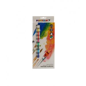 Set pictura Pincello, 12 vopsele Acrilice de 12 x 12 ml