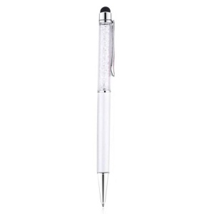 Stylus cu pix si Cristale decorative - Alb