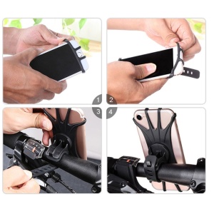 Montare Suport de telefon pentru bicicleta, fixare pe ghidon, silicon, elastic, rotire 360 grade