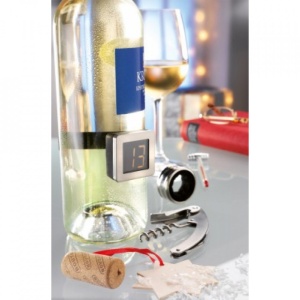 Termometru digital pentru sticle de vin, tip bratara, negru