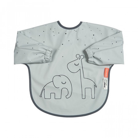 Bavețică cu mâneci lungi Dreamy Dots gri- Done by Deer