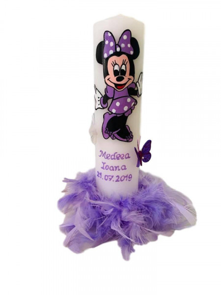 Lumânare botez Minnie Mouse mov