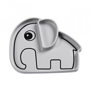 Farfurie din silicon 2 compartimente Elphee gri - Done by Deer