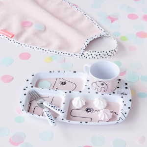 Set de masă pentru copii Happy dots roz