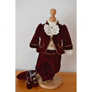 Costum Botez Micul Print Grena