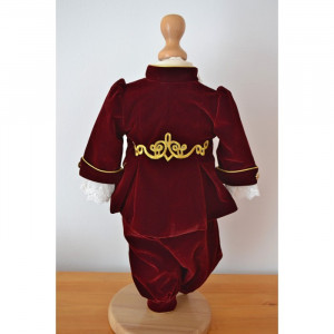 Costum Botez Micul Print Grena