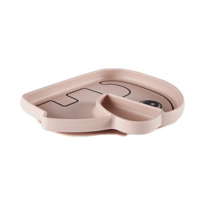 Farfurie din silicon 2 compartimente Elphee roz - Done by Deer