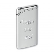 Bricheta personalizata argintie antivant gravata cu textul tau