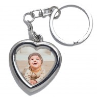 Breloc personalizat din metal forma inima cu poza color