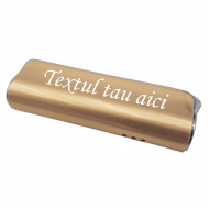 Bricheta metal antivant gravata cu textul tau, aurie, 75 mm