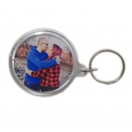 Breloc personalizat plastic rotund cu poza color si text