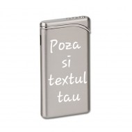 Bricheta personalizata argintie gravata cu poza si textul tau