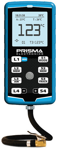 Tire pressure gauge with Pyrometer and Stopwatch