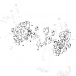 Cpl.crankcase w/bearings,oil seals (external water pump)