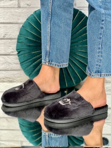 Papuci de Casa Cod: Crown 01 Black