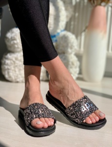Papuci Dama Cod: Happy Silver/Black