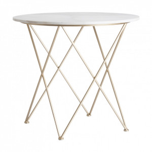 Masuta alba/aurie din marmura si metal pentru cafea 79 cm Dernice Vical Home