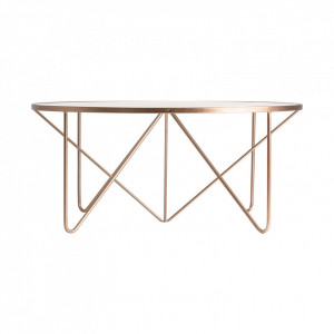 Masa transparenta/aramie din sticla si metal pentru cafea 100 cm Copper Vical Home
