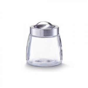 Borcan cu capac transparent/argintiu din sticla si inox 900 ml Lia Zeller