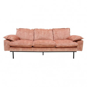 Canapea din catifea roz pentru 3 persoane Retro Old Pink HK Living