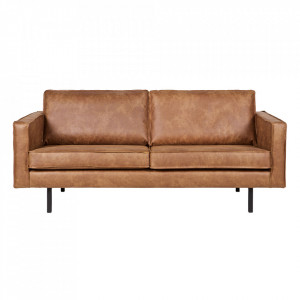 Canapea maro/neagra din piele si metal 190 cm Rodeo Cognac Be Pure Home