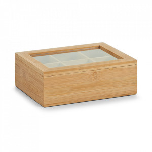 Cutie maro/transparenta din lemn si plastic acrilic pentru ceaiuri Tea Bag Zeller