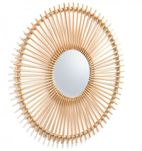 Decoratiune cu oglinda maro din ratan pentru perete 81 cm Louisa Kave Home