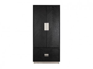 Dulap negru/argintiu din lemn si inox 220 cm Blackbone Richmond Interiors