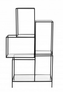 Etajera neagra/transparenta din metal si sticla 126 cm Glass Display High Nordal