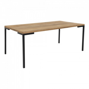 Masa cafea maro/neagra din lemn de stejar si otel 60x110 cm Lugano House Nordic