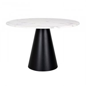 Masa dining alba/neagra din marmura artifciala si inox 120 cm Degas Richmond Interiors