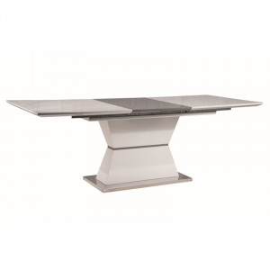Masa dining extensibila alb/gri din MDF si metal 90x160(220) cm Muskat Signal Meble