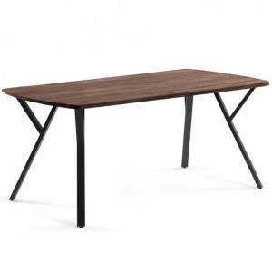Masa dining maro/neagra din lemn si metal 90x160 cm Babeli La Forma