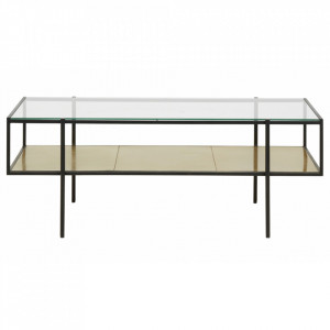 Masa transparenta/neagra din sticla si fier pentru cafea 45,5x112 cm Parana Nordal