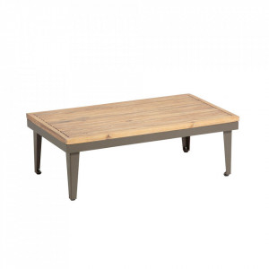 Masuta maro din aluminiu si lemn de salcam pentru exterior 50x90 cm Pascale Kave Home