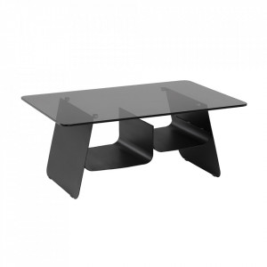 Masuta neagra din sticla si metal pentru cafea 64x94 cm Oseye Kave Home